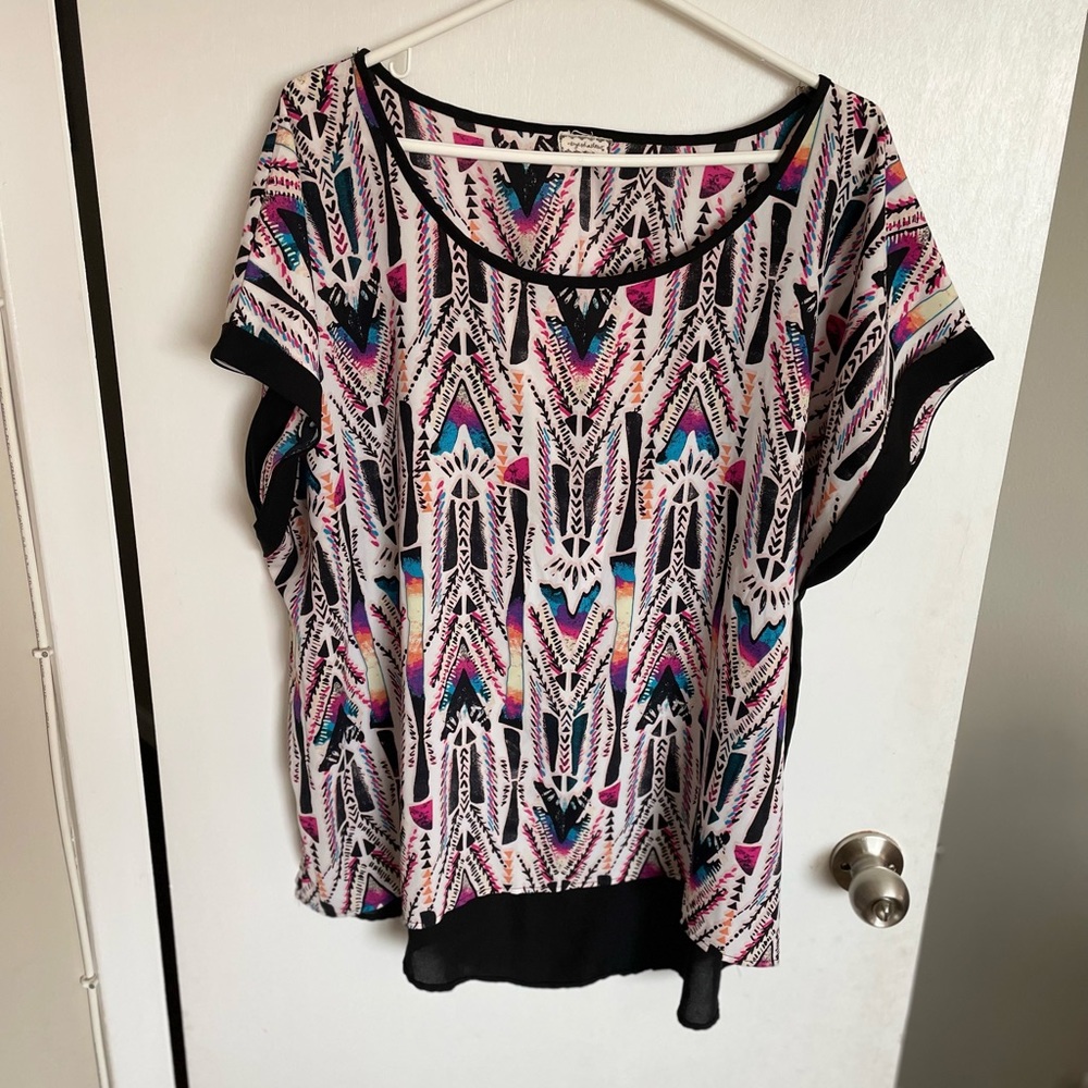 Eyeshadow Scoop Neck Multicolor Blouse - Size 2X - Picture 4 of 13